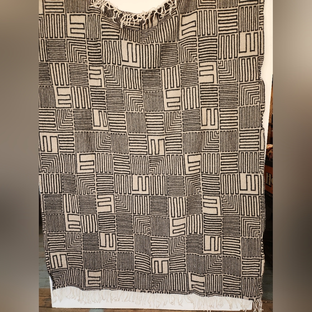 FRAME Brand Virgin Wool + Cashmere Blanket Throw Fringed Soft Designer Italy - Picture 3 of 12